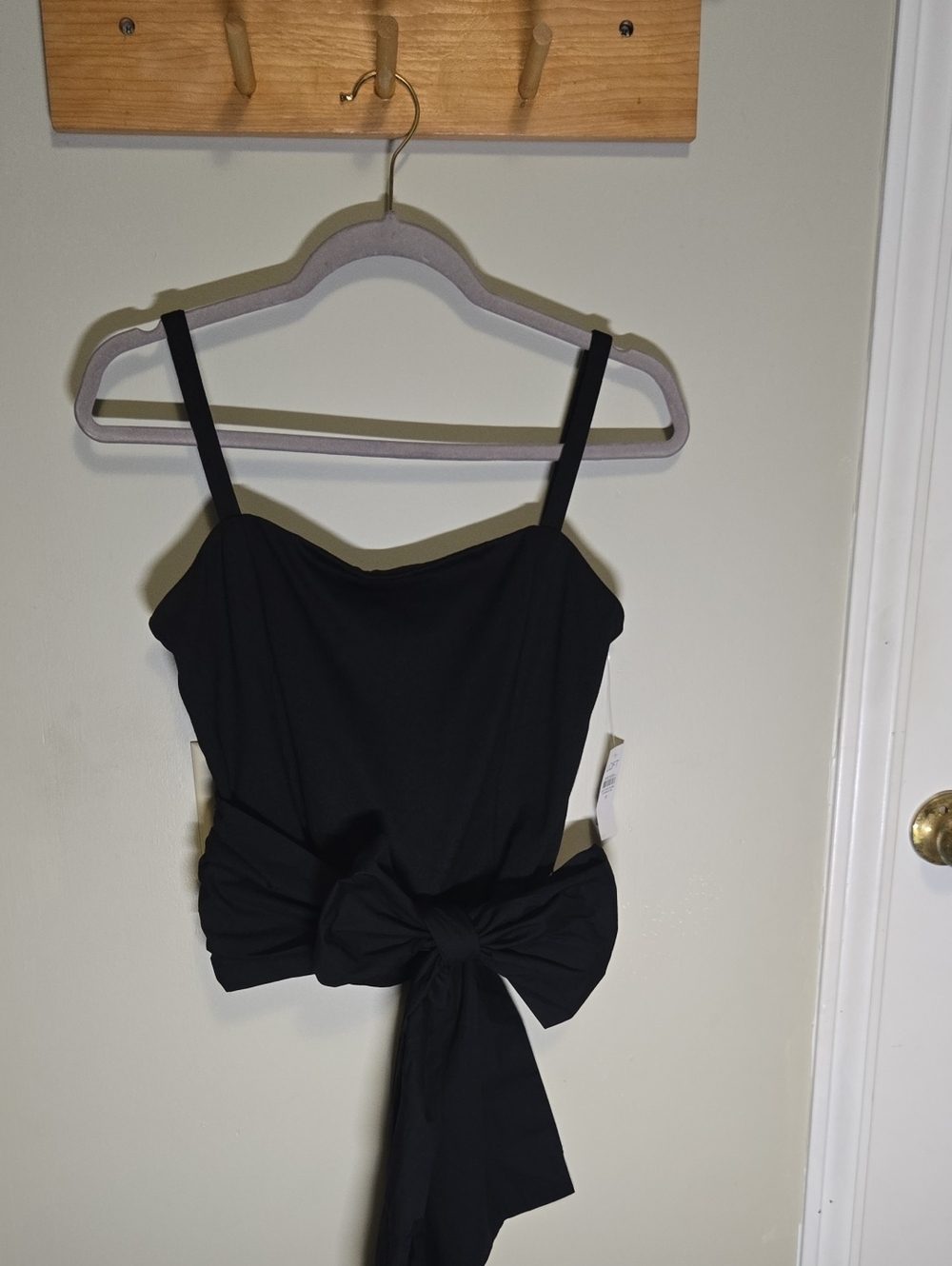 LOFT Mixed Media Bow Top Black Women’s Medium NWT Tie Neck Blouse